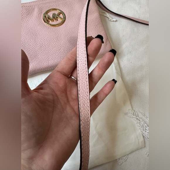 NWOT Michael Kors Double Zip Pink Leather Crossbody - Picture 7 of 17